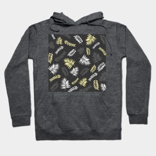 Abstract Leaves Pattern In Grey, Yellow And White Hoodie